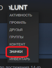 Переход к значкам в Steam