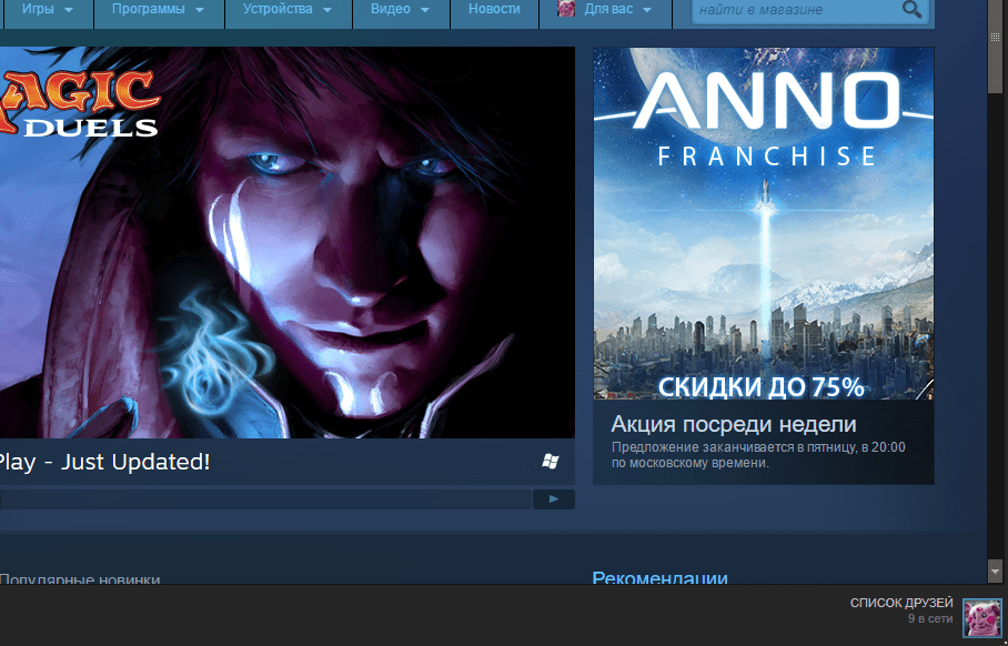 Отключенный автономный режим в Steam