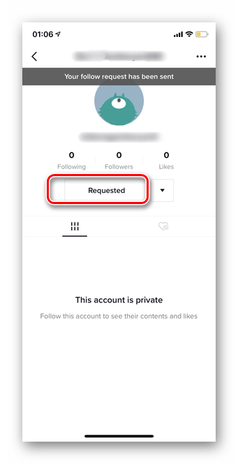 Отправка запроса на подписку на закрытый профиль в Тик Ток