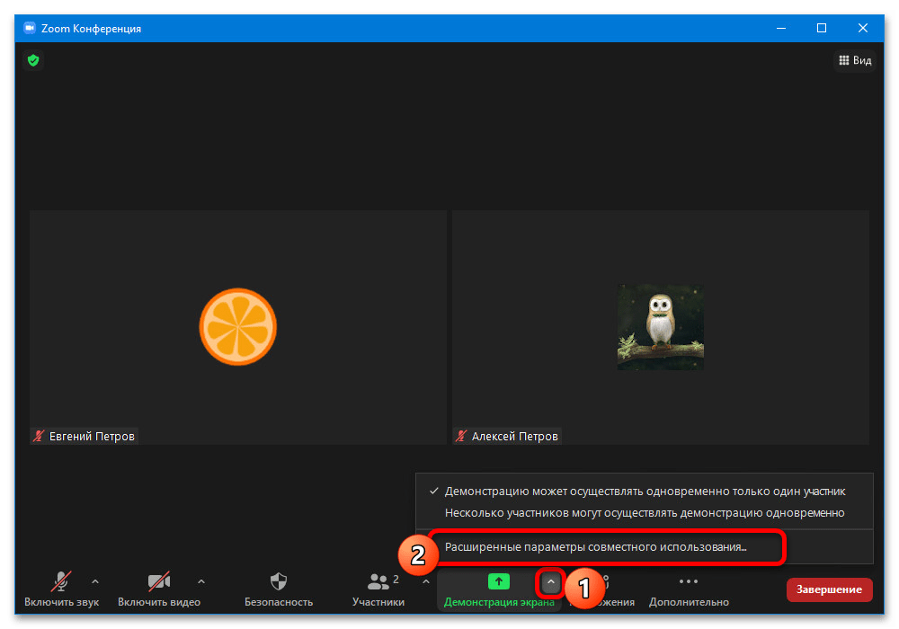 Как разрешить демонстрацию экрана участникам в Zoom_001