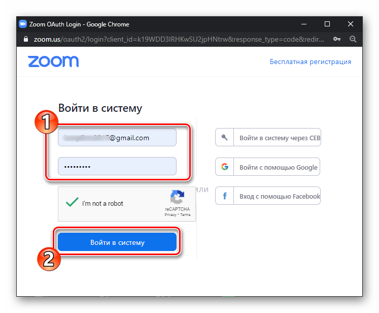 Zoom для Windows авторизация в учётной записи сервиса для подключения к Google Диску