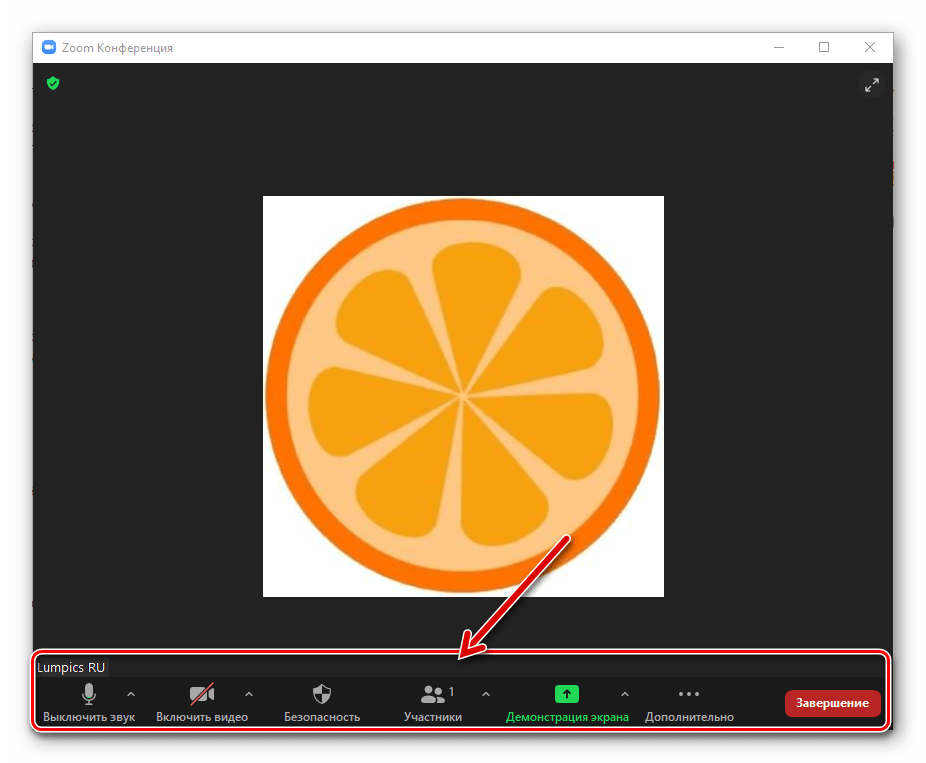 Zoom для Windows панель инструментов в окне конференции