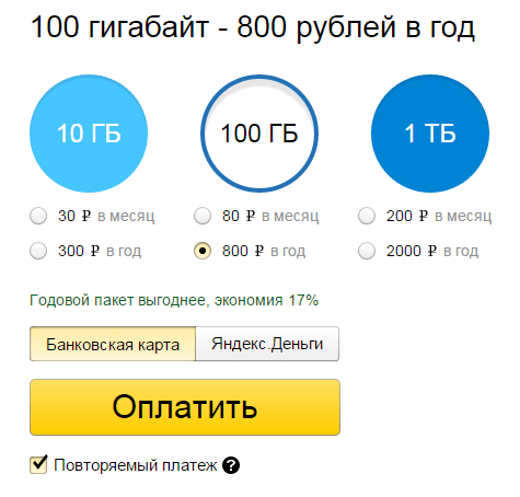 Платные услуги Яндекс Диск
