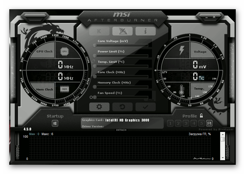 Завершение работы программы MSI Afterburner