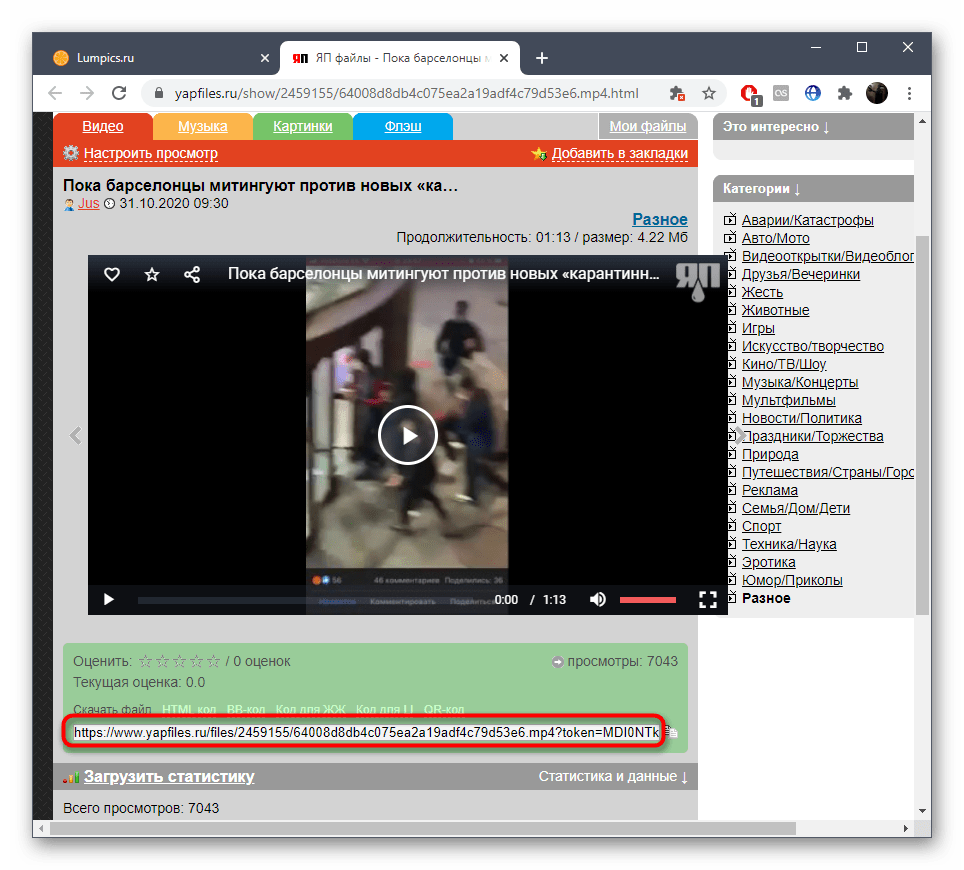 Просмотр прямой ссылки на видео для его скачивания с сайта ЯПлакалъ