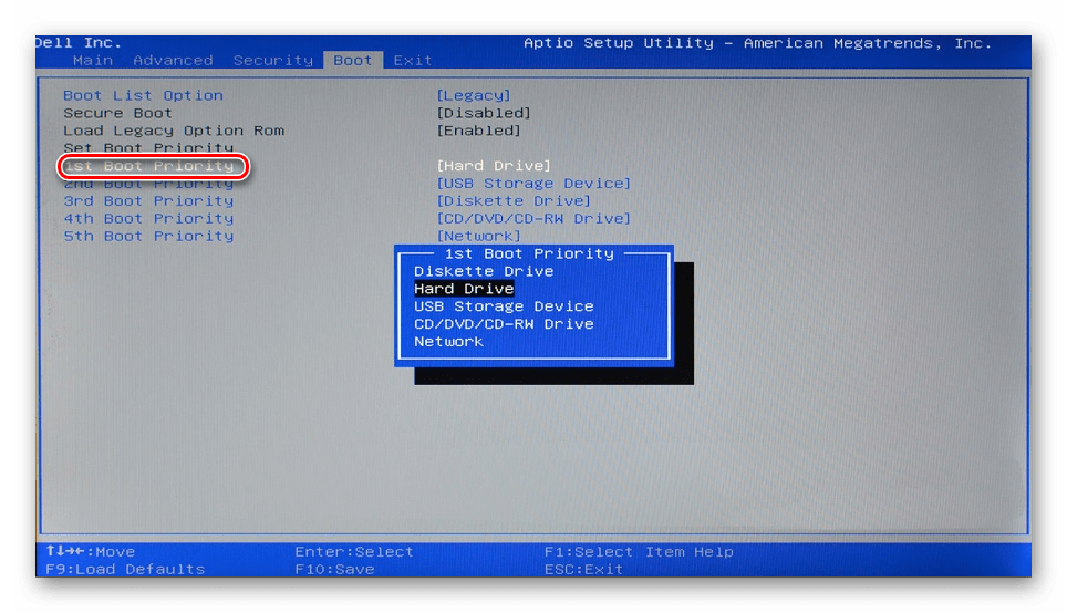Изменение приоритета загрузки дисков в BIOS