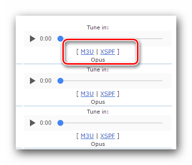 Кнопки загрузки плейлистов из базы Icecast Directory