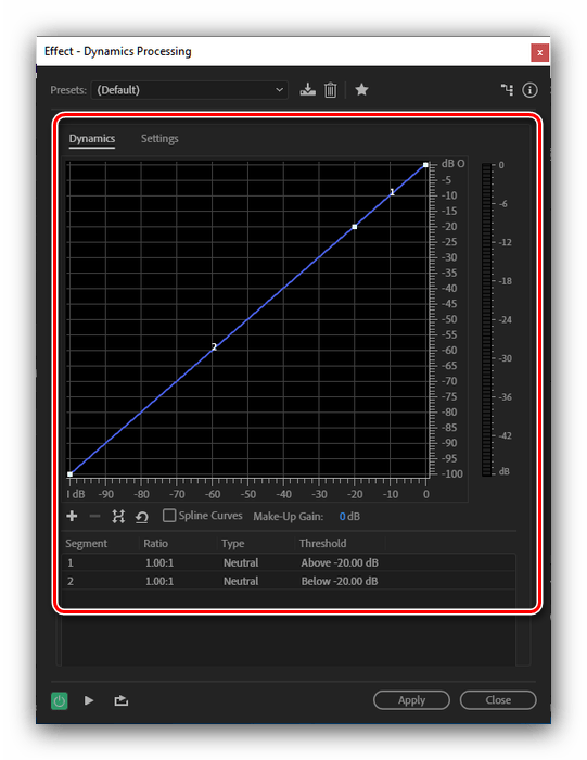 Детали коррекция тихих и громких тонов для обработки звука в Adobe Audition