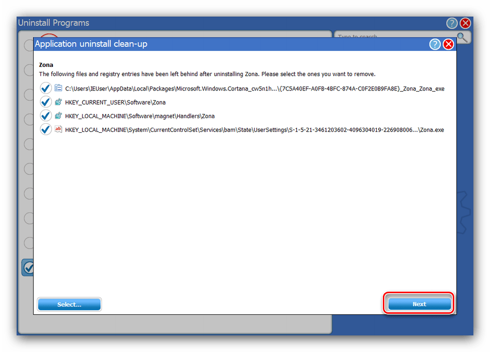 Стирание остатков после удаления Zona методом Advanced Uninstaller PRO