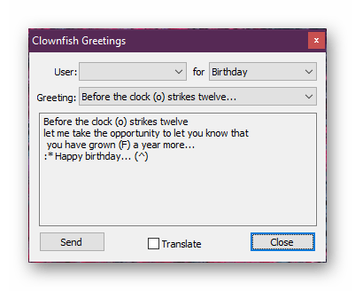 Шаблонные приветствия для Скайпа в программе Clownfish