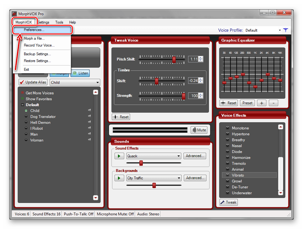 Как настроить программу MorphVox Pro