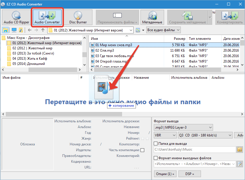 Выбор файла EZ CD Audio Converter