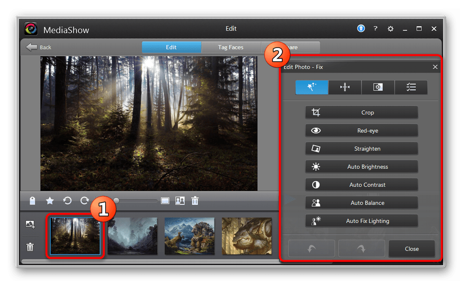 Инструменты редактирования изображения в программе CyberLink MediaShow