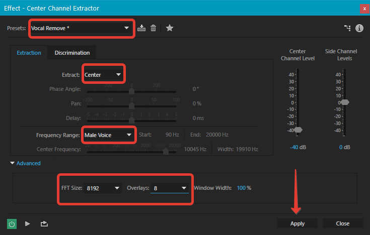 Vocal Remove в Adobe Audition