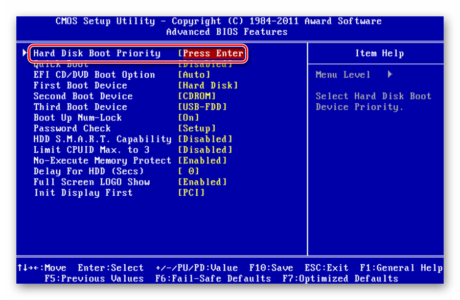 Hard Disk Boot Priority в Award BIOS