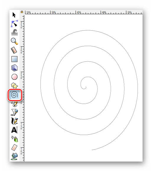 Включаем инструмент Спирали в Inkscape