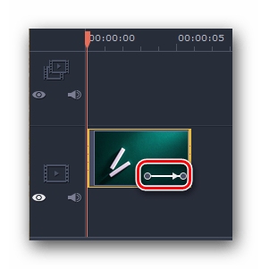 Отображение иконки Увеличения на клипе Movavi Video Editor