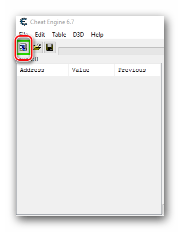 Открываем окно выбора процесса в CheatEngine