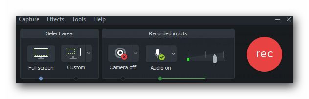 Панель записи видео в Camtasia Studio