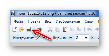 Сохранение изображения через рабочую панель Paint.NET