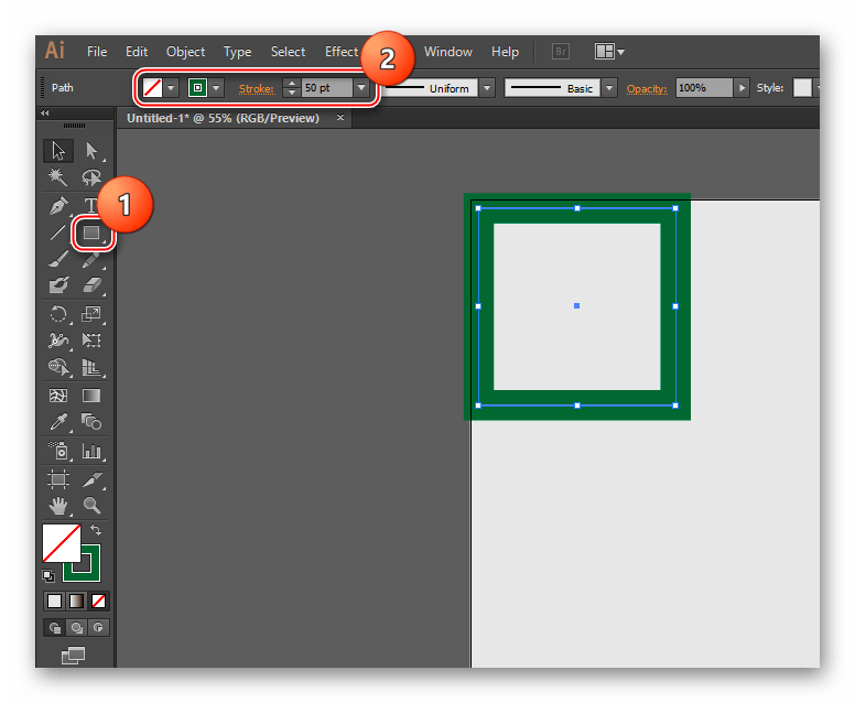 Квадрат в Illustrator