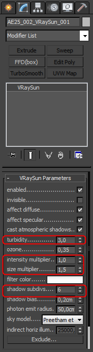 Экстерьерное освещение V-Ray 3