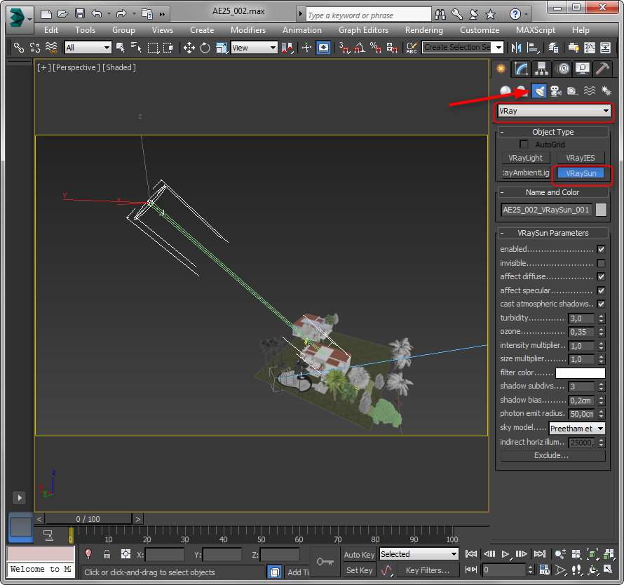 Экстерьерное освещение V-Ray 1