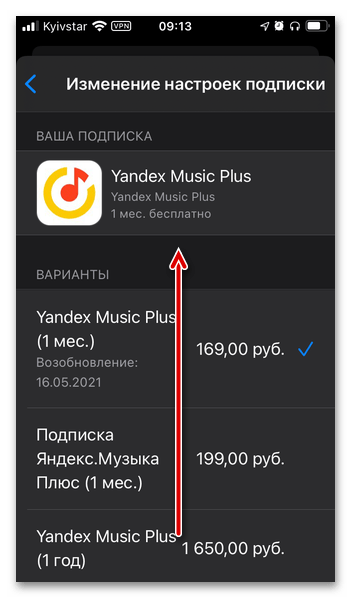 Просмотр информации о подписке Яндекс Плюс в параметрах профиля в App Store на iPhone