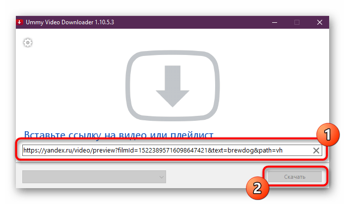 Вставка ссылки с Яндекс.Видео для скачивания роликов через UmmyVideoDownloader