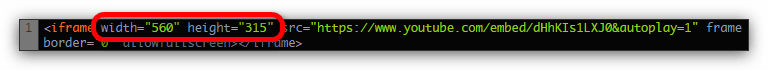 изменение размеров видео в его html-коде