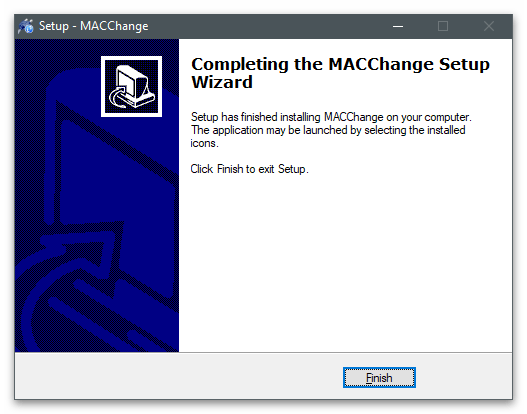 Запуск установщика для изменения MAC-адреса компьютера в Windows 10 через MACChange