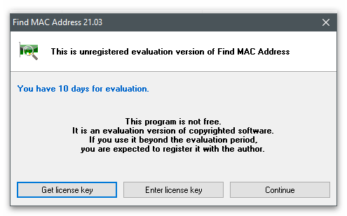 Запуск программы для определения MAC-адреса компьютера на Windows 10