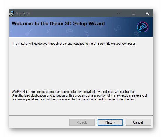 Запуск установщика для увеличения громкости на ноутбуке с Windows 10 через программу Boom3D