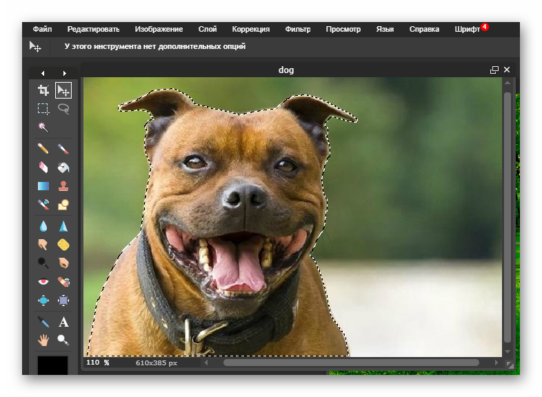 Выделение объекта в Pixlr