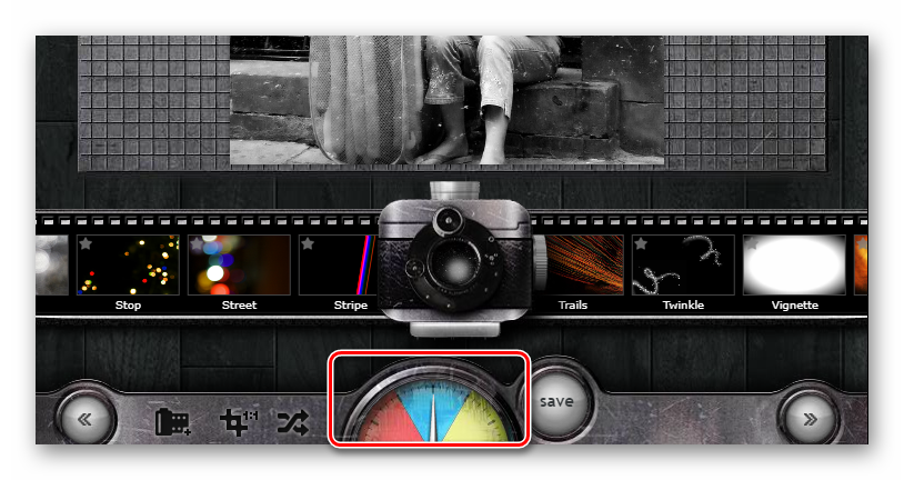 Табло переключения эффектов в веб-сервисе Pixlr-o-matic