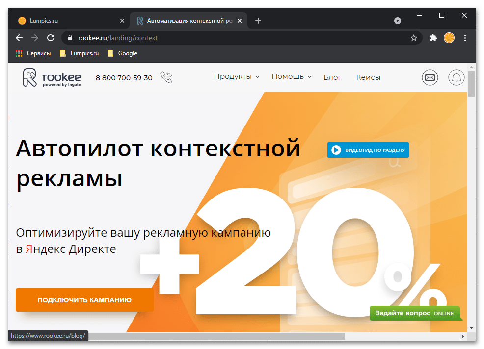 Автопилот контекстной рекламы для продвижения сайта на сервисе Rookee