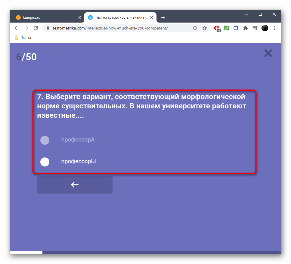 Вопросы на правильные окончания при тестировании грамотности в онлайн-сервисе Testometrika