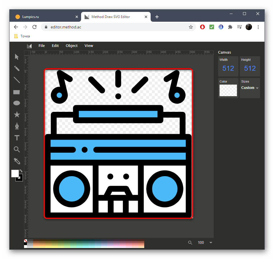 Просмотр содержимого файла формата SVG через онлайн-сервис Method