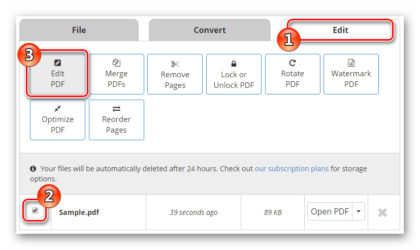 Переход в редактор Онлайн-сервис PDFPro