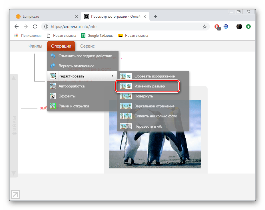 Перейти к изменению размера изображения на сайте Croper