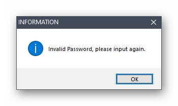 Информация о неправильно введенном пароле для игры в программе Game Protector в Windows 10