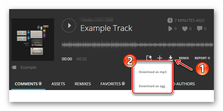 Загрузка готового аудиофайла на компьютер с онлайн-сервиса Audiotool