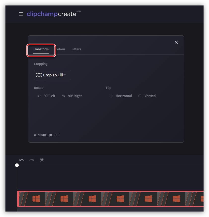 Трансформирование видеоролика на сервисе Clipchamp