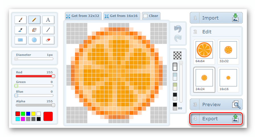 Переход к скачиванию готовой фавиконки с онлайн-сервиса X-Icon Editor