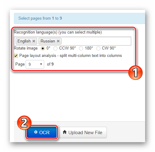 Настройка и запуск распознавания текста с PDF в онлайн-сервисе NewOCR