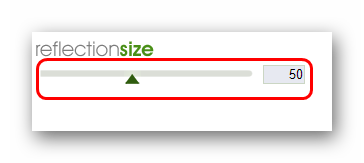 Ползунок размера отражения на фотографии на www.reflectionmaker.com