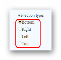 Выбор вида отражения на www.mirroreffect.net