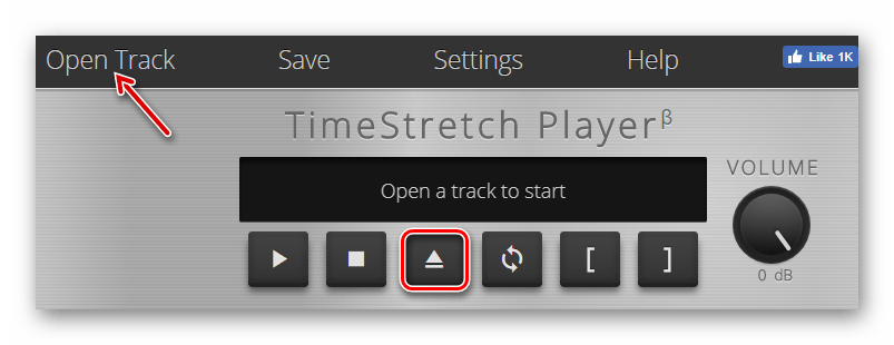 Загружаем аудиофайл в TimeStretch Audio Player