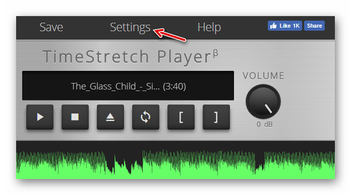 Идем в настройки TimeStretch Audio Player