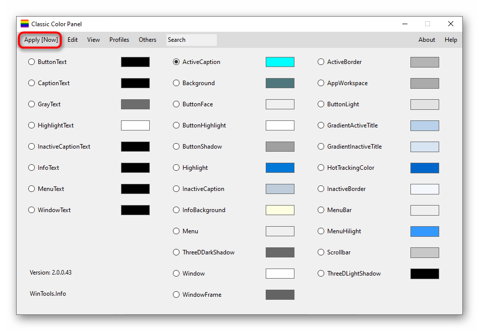 Применение изменений цвета окна через дополнительную программу в Windows 10